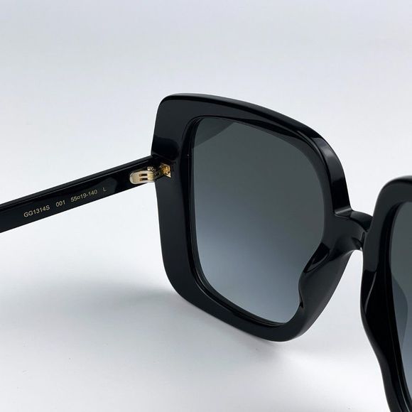 Gucci GG1314S 001 Sunglasses Black Dark Grey Oversized Square Women - Picture 12 of 13